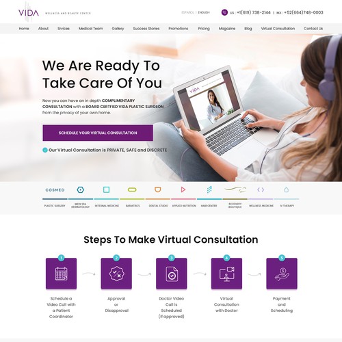 Web design of a VIRTUAL CONSULTATION of plastic surgery company.