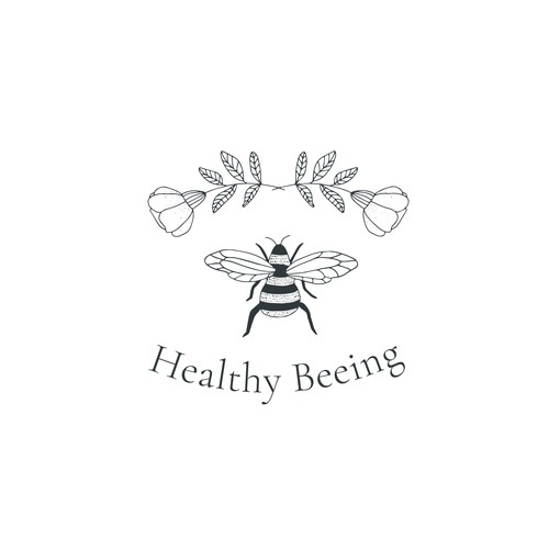 Hand-drawn logo illustration for small scale and organic beekeeper