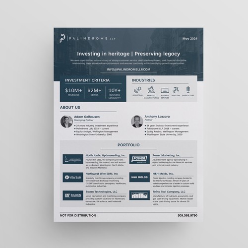 Private equity firm One-Pager
