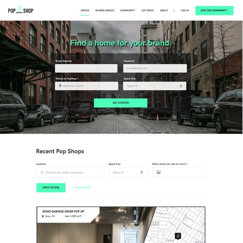 Web design for a pop shop service