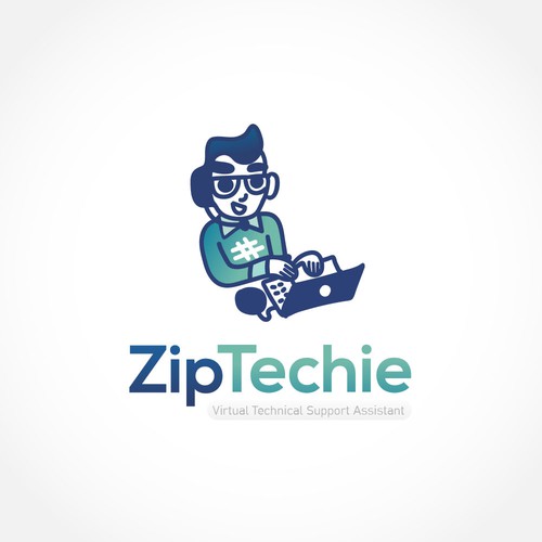 Zip Techie Mascot Logo