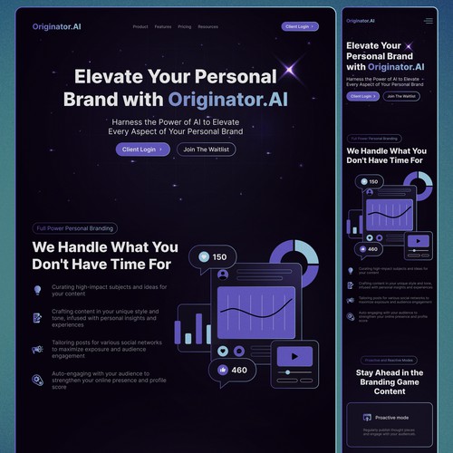 Originator.Ai | Landing Page Design