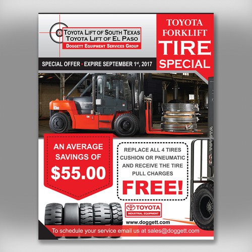 Flyer design concept for Toyota forklift Tire Special