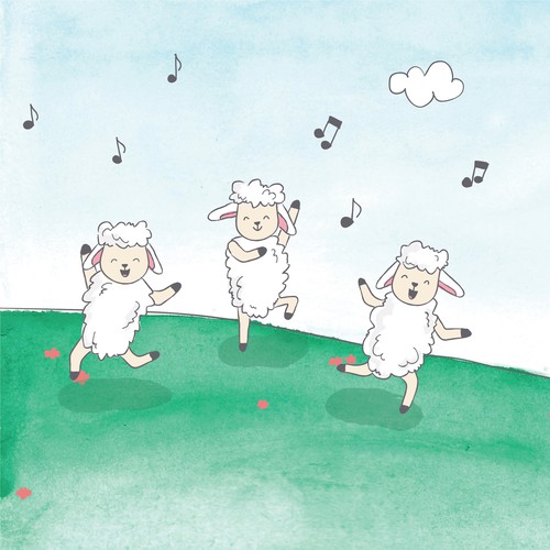 Watercolor sheep illustrations for a children book
