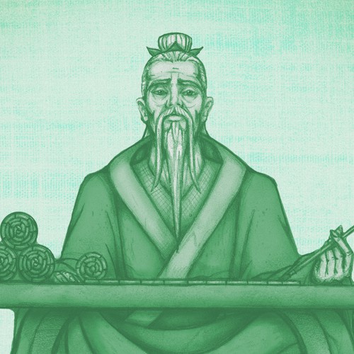 Peaceful Illustration of a Sage for acupuncture & herbal med. biz