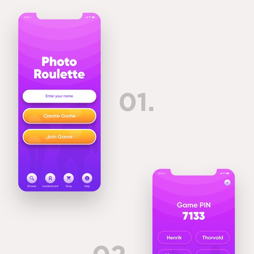 Photo Roulette App UI design