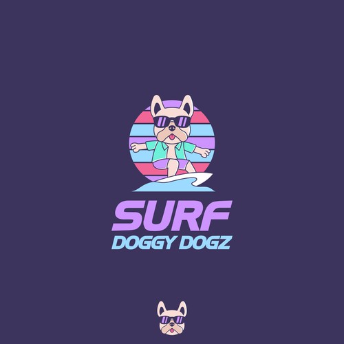 Surfing doggy dog logo