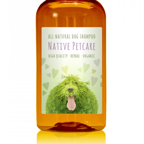 Create a clean, label for Native Petcare, an all-natural dog shampoo!