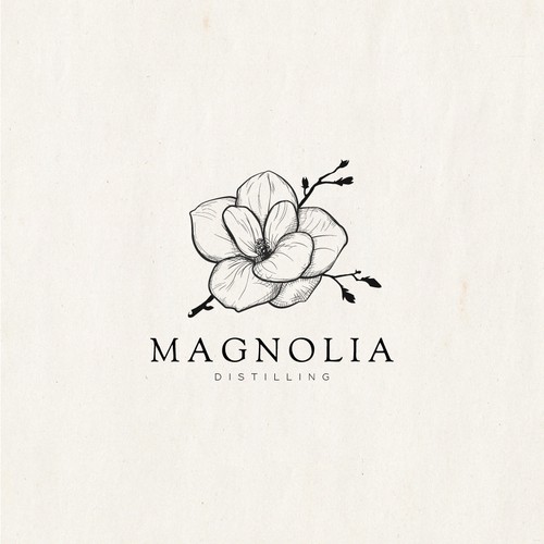 Vintage flower magnolia logo, the drawing is available for sale