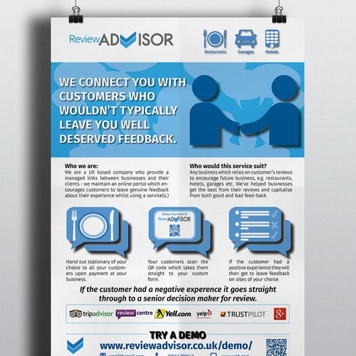 Create a sleek A5 Flyer for a Review Management Company