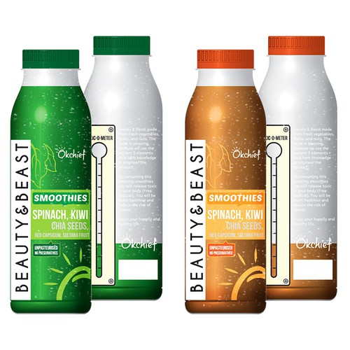 Create a winning label for a new startup's veggie smoothie, fun guaranteed!