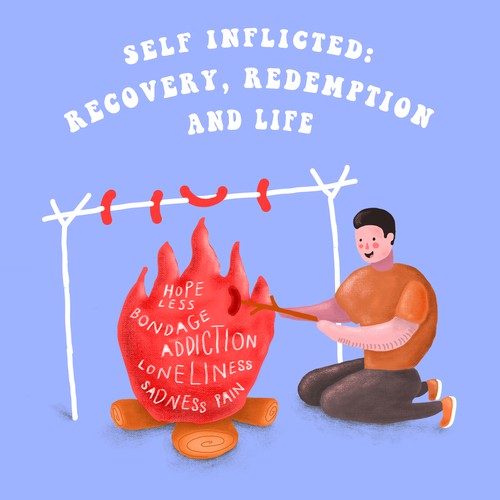 Illustration for podcast cover of beating the addiction
