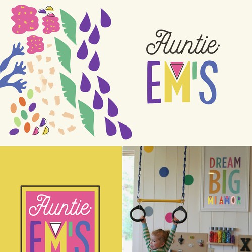 Auntie Em's Childcare Facility Colorful and Fun Lettering Logo