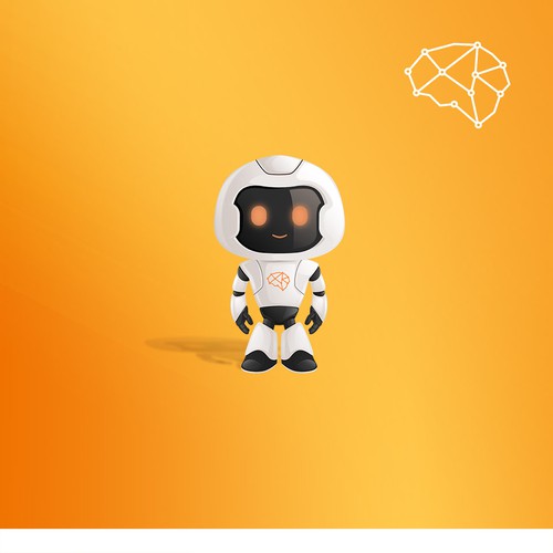 Heroic robot mascot for a tech company