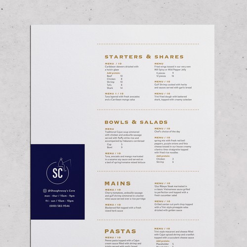 Classic Minimal Menu Design