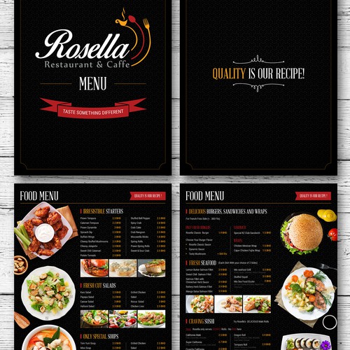 Restaurant menu design for Rosella