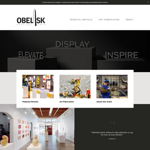 Obelisk Applied Arts - Signature Website with Rental Integration