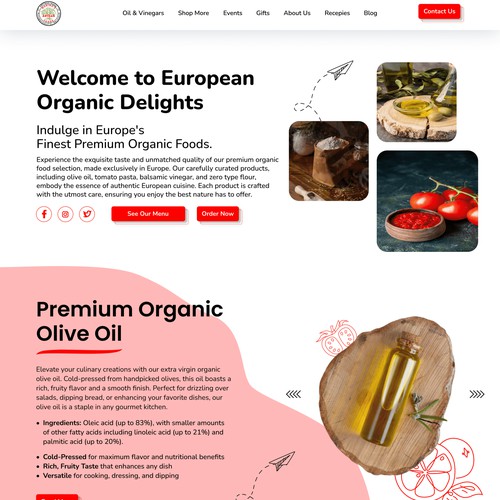 Food Brand Landing Page Design