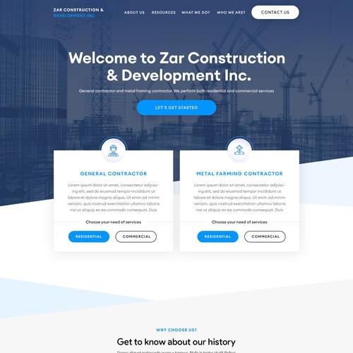 Zar construction company website design
