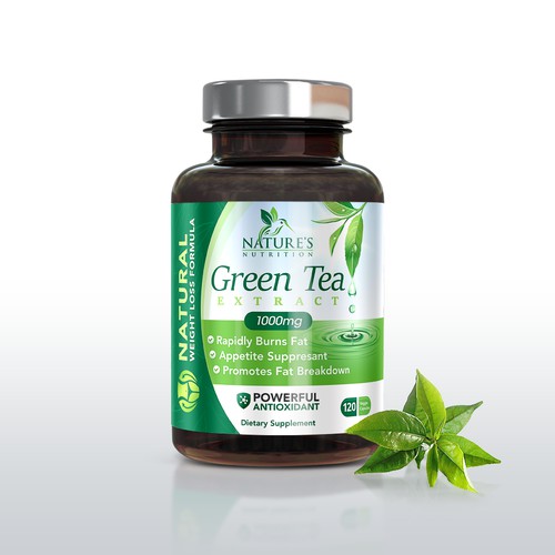 green tea label for supplement company