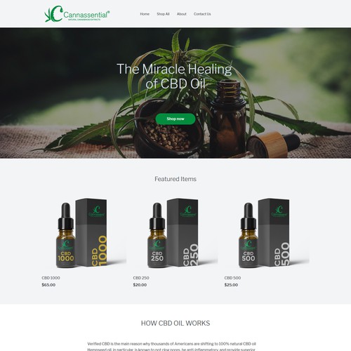 CBD oil webpage 