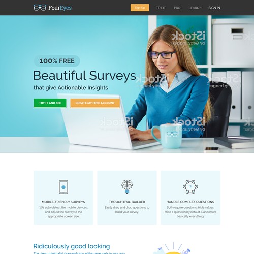 Home page design for Online Survey Builder