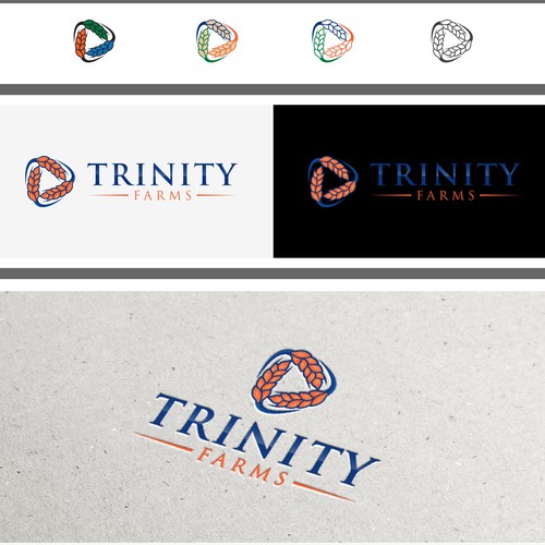 Create a captive logo showing modern youth in agriculture for Trinity Farms