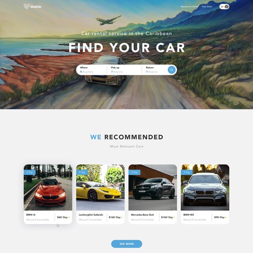 Landing Page for Car Renting Startup