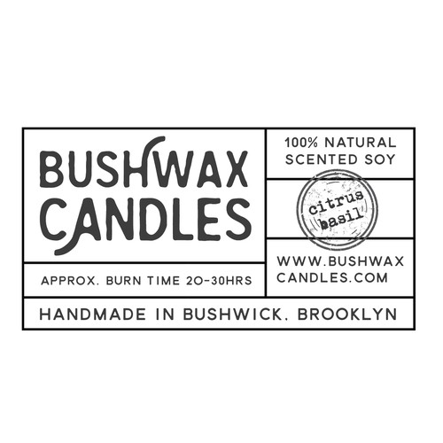 Create a modern minimalist logo for our Bushwax Candles