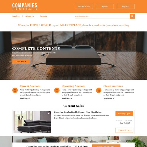 Companies Estate Sales Landing Page Design