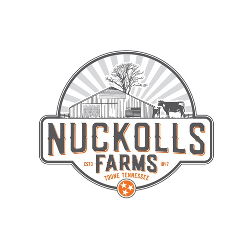 Vintage logo for a cattle farm.