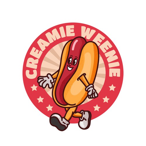 Retro style hot. Hot dog mascot