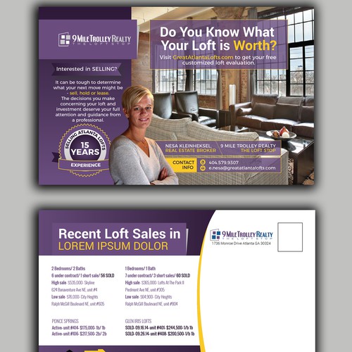 Creative postcard for real estate firm specializing in lofts
