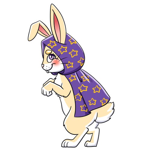 Cloak-Wearing Bunny Character for Children's Book