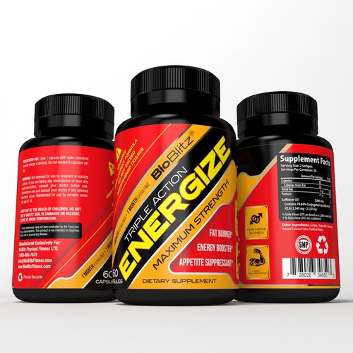  Aggressive Supplement Label for Pre-Workout Energy Supplement