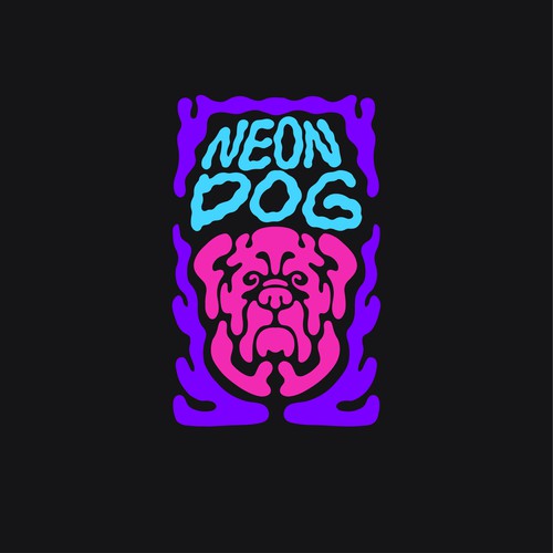 neon dog logo