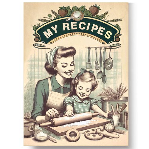 Retro style recipe book note 