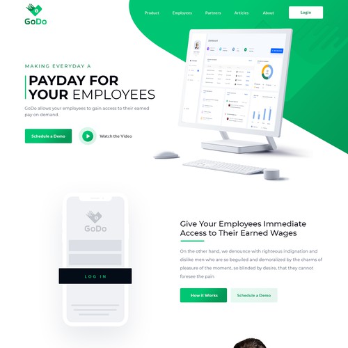 GoDo Cash Design of marketing site for a mobile app.