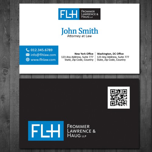 Create a business card for an intellectual property law firm