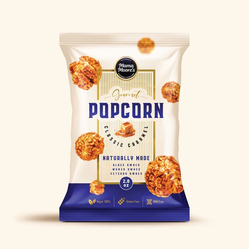 Mama Moore Popcorn Packaging Design
