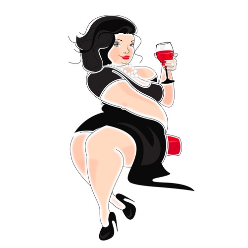 "Big Lady" wine label illustration