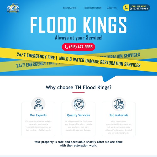 Website design proposal for Flood Kings