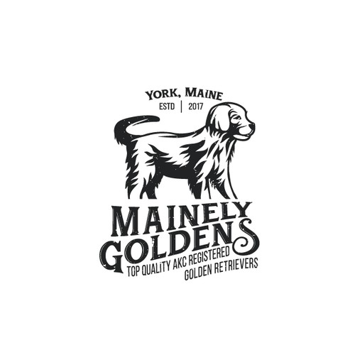 Vintage logo concept for mainely goldens