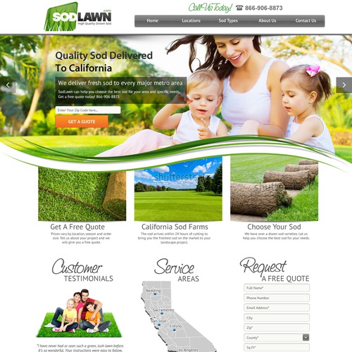Design a clean attractive homepage for sodlawn.com