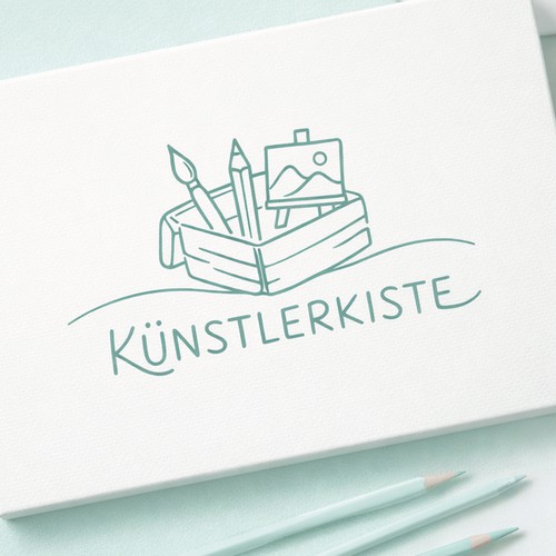 Hand-drawn artist-box — delicate monoline logo for a creative studio