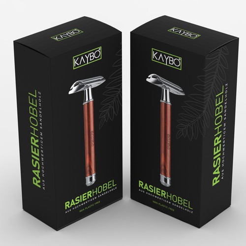 Design a premium safety razor package appealing to health/envirmomental concious people