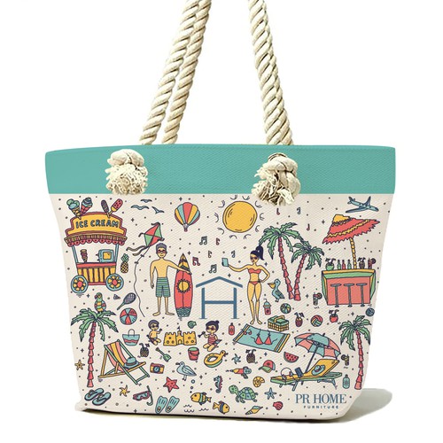illustration for summer beach bag