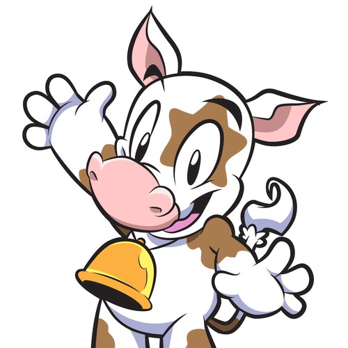 Cow mascot character.