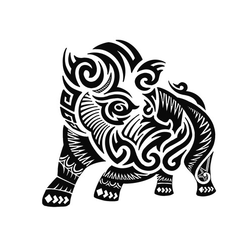 Tribal pig tatto design