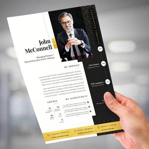 Design A Compelling, Contemporary, High-End, One Page Networking CV Template